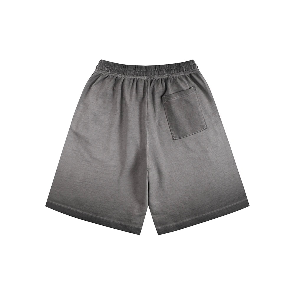 330gsm 100% Cotton Heavyweight Distressed Short Pants Washed Color Gradient Oversized Men's Shorts