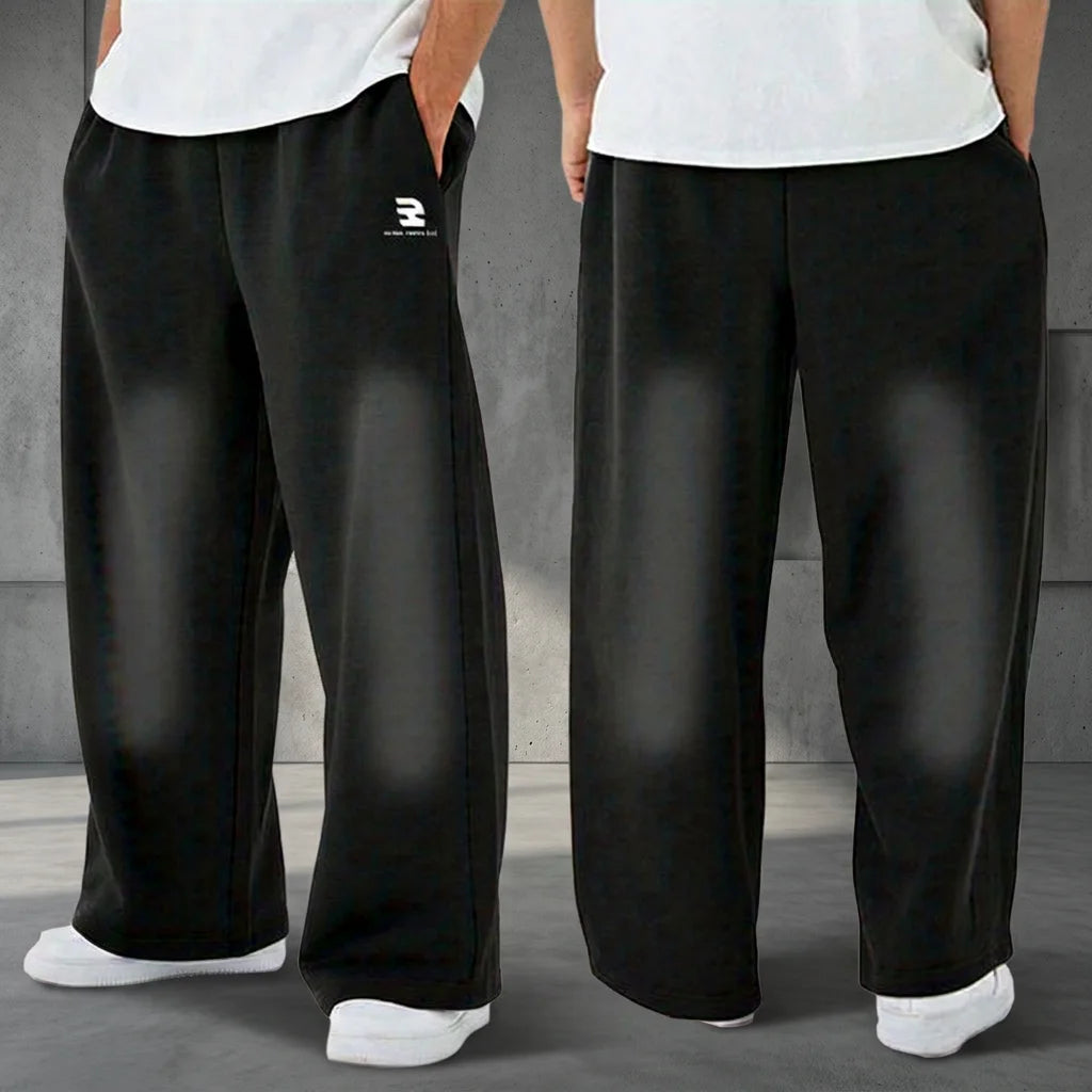Oversize Heavyweight Casual Printed Sweatpants Men's Loose Fit Mid Waist Polyester/Cotton Breathable Fleece Trouser Pajama