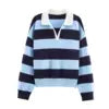PB&ZA Women 2025 Autumn New Fashion Striped POLO Shirt Collar Knitted Sweater Vintage Long Sleeve Female Pullovers Chic Tops