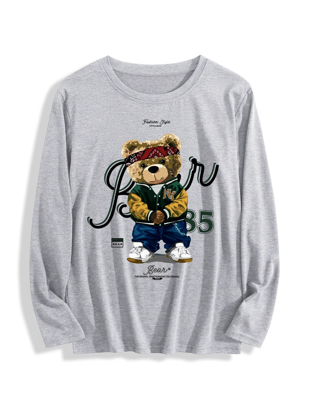USA Stock Wholesale Cotton T-shirt 180 Grams O-Neck Long Sleeve Casual Knitted Double-Sided Printed Multicolor OEM for Unisex