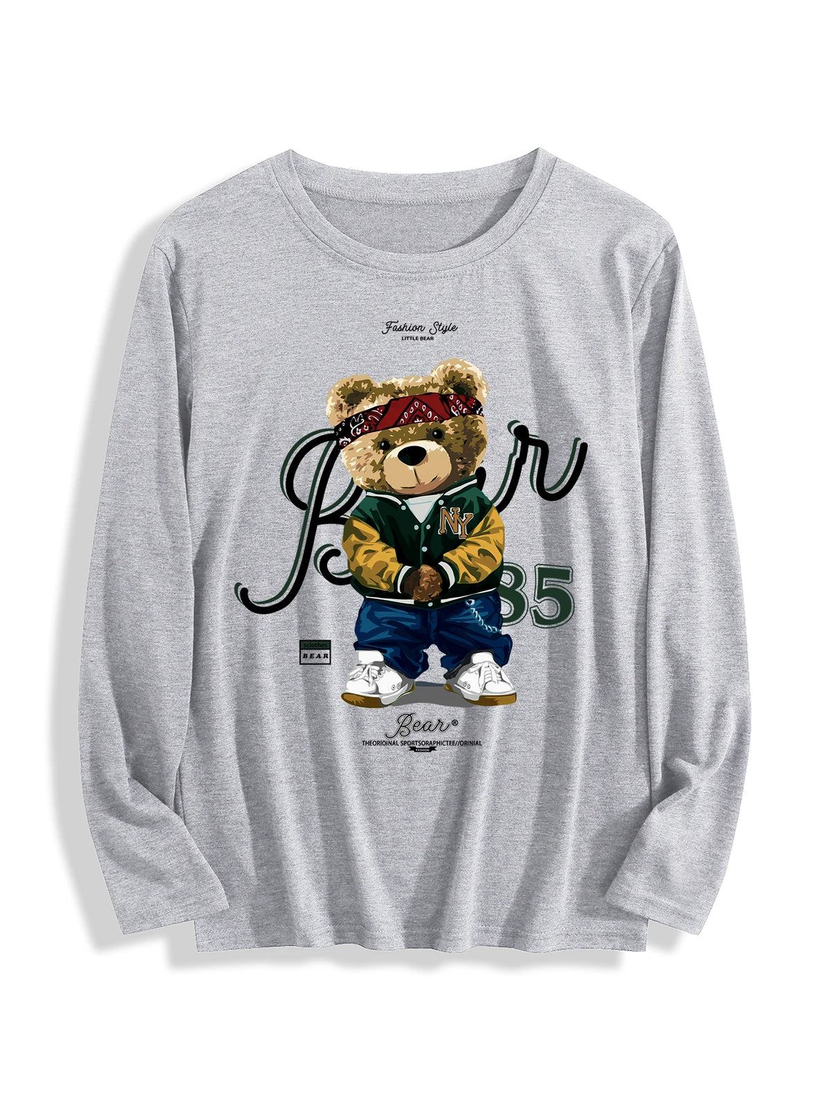 USA Stock Wholesale Cotton T-shirt 180 Grams O-Neck Long Sleeve Casual Knitted Double-Sided Printed Multicolor OEM for Unisex