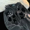 American Vintage Embroidery Zip up Hoodie High Quality Jacket Women Oversized Star Print Sweatshirt Goth Harajuku Y2k Streetwear
