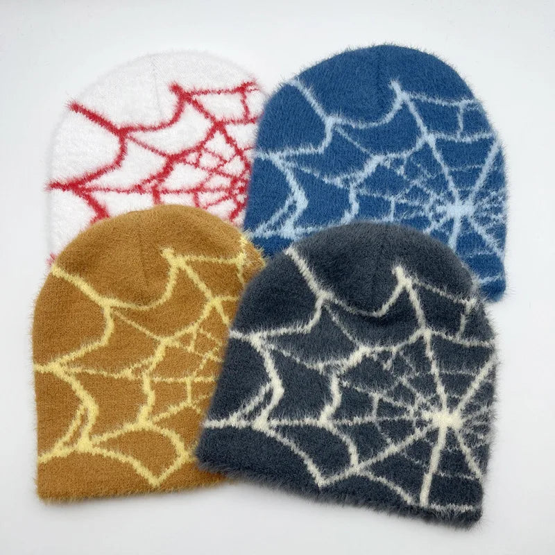 Wholesale Jacquard Custom Embroidery logo Woven Tags Y2K Cuff Fisherman Men Winter Skull Hat Knitted Mohair Beanie