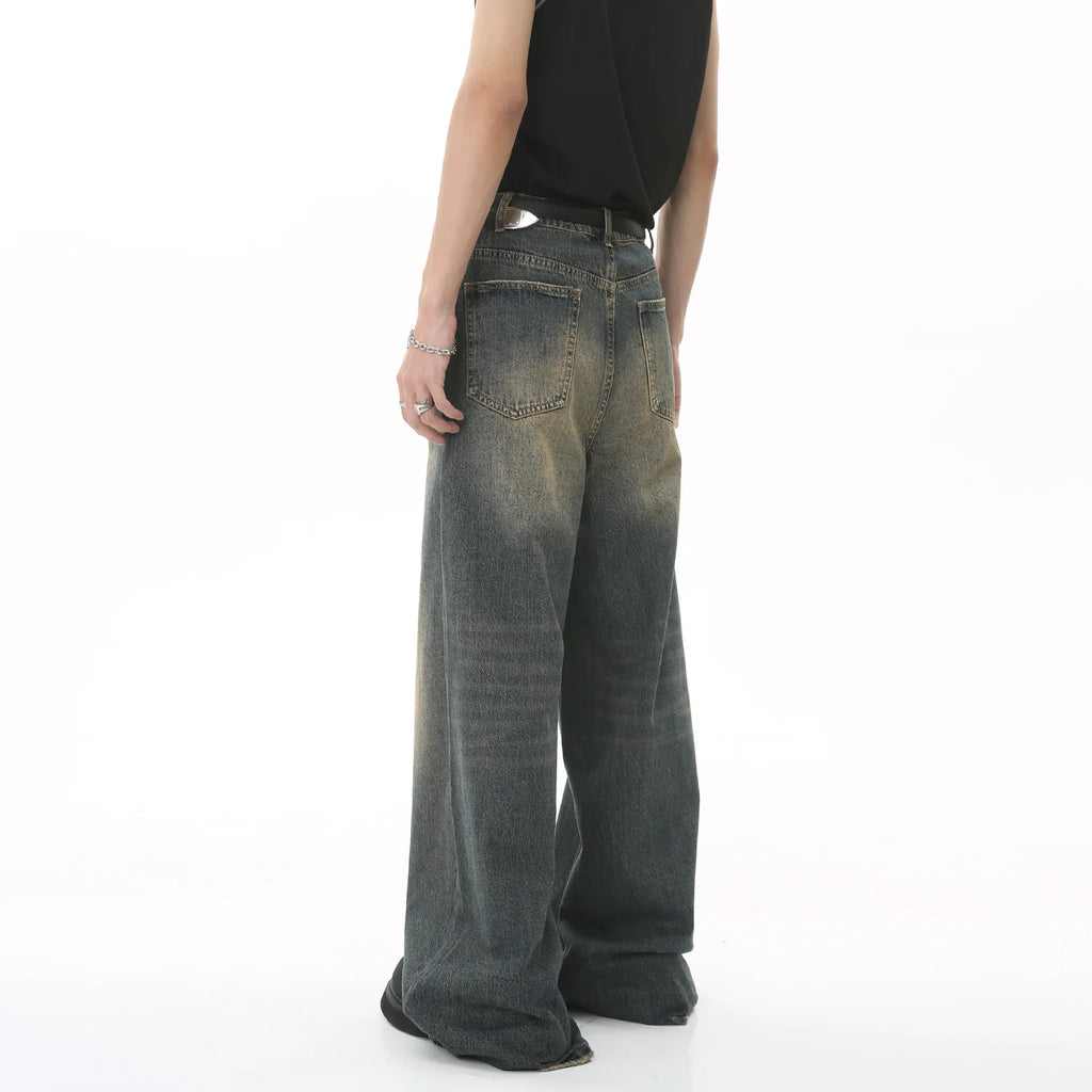 Carpenter Design Legendary Works Men's Vintage Jeans Fashion Loose Wash Stone Ground Cyan Jeans Store Sales the Most
