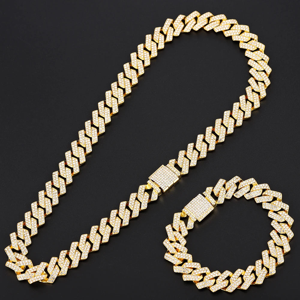 Exquisite Necklace+Watch+Bracelet Cuban