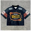 Y2K Streetwear Cropped Mesh Jersey Oversized Boxy Fit Drop Shoulder Breathable V Neck Retro Vintage Graphic Jersey T Shirts