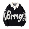 Patchwork Collar College Style Loose Casual Multi-color Stylish and Comfortable Fall/Winter Letter Design Men's Sweater