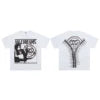 Lanli Punk Mechanical Skull T Shirt Gothic Rhinestone Black Red Washed Oversized Rock Hip Hop Streetwear Graphic Tee