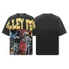Lanli Punk Mechanical Skull T Shirt Gothic Rhinestone Black Red Washed Oversized Rock Hip Hop Streetwear Graphic Tee