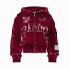 Hot Selling Trendy Custom Made 3D Embroidery Hoodie Acid Wash Zip Distressed 380 Gsm Heavyweight Cotton Rhinestones Embroidery