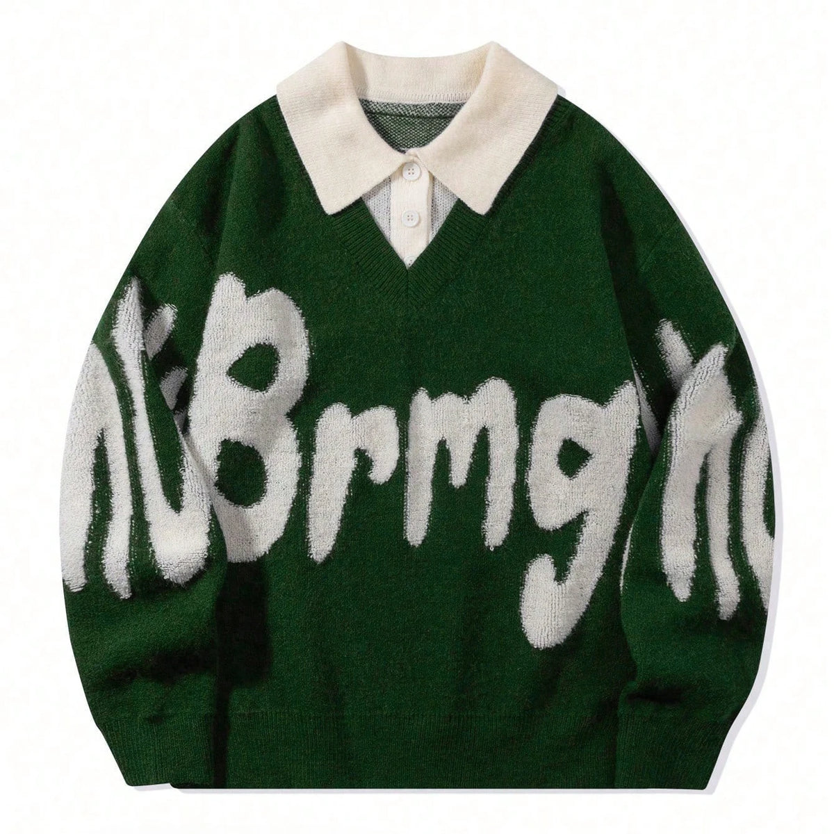 Patchwork Collar College Style Loose Casual Multi-color Stylish and Comfortable Fall/Winter Letter Design Men's Sweater
