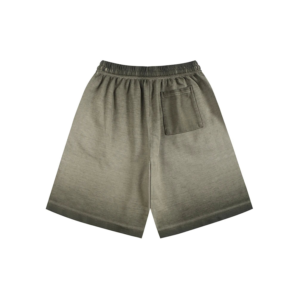 330gsm 100% Cotton Heavyweight Distressed Short Pants Washed Color Gradient Oversized Men's Shorts