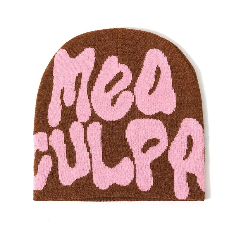 High Quality Custom Logo Y2K Jacquard Beanie Winter Sports Outdoor Stylish Knitted Hat with Cuffless Design