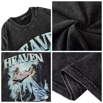 Oversized Printed 100% Cotton Hip Hop Anti-Wrinkle Character Men's Short Sleeve T-Shirt 220g