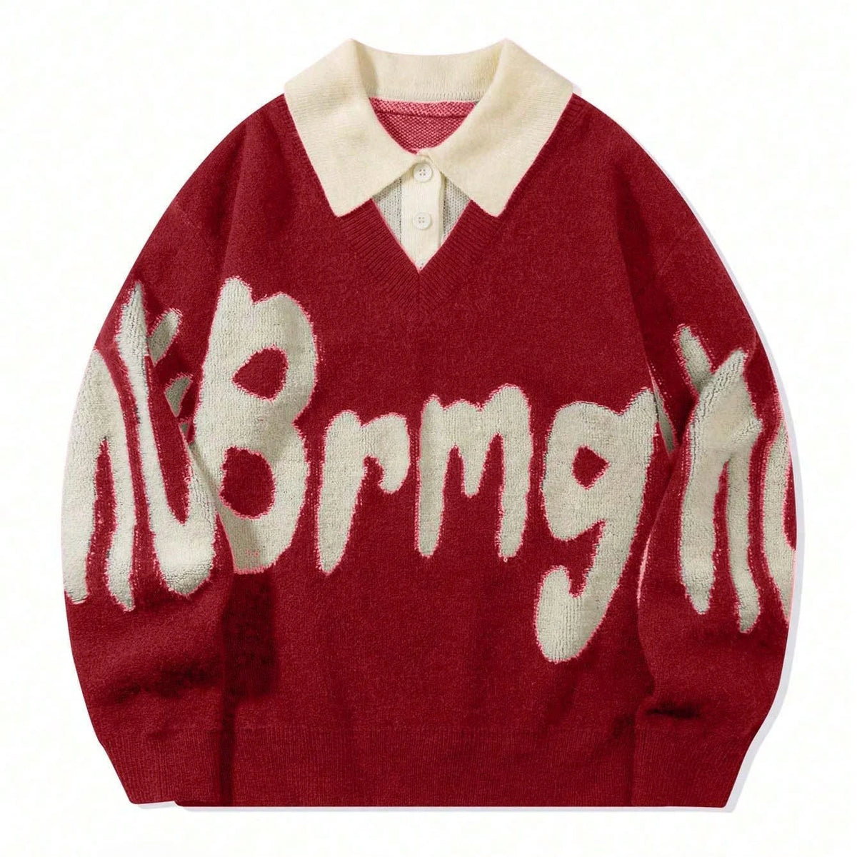 Patchwork Collar College Style Loose Casual Multi-color Stylish and Comfortable Fall/Winter Letter Design Men's Sweater
