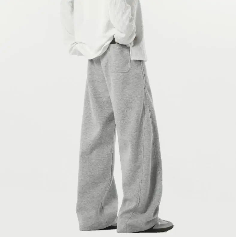 Fashion Causal Breathable Men Sweat Pant Male Autumn Elastic High Waist Drawstring Loose Straight Trouser Wide Leg Pant