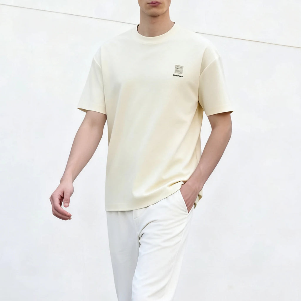 High Quality Men's Heavyweight Polyester/Cotton Hip Hop Casual Short Sleeve Loose Fit O-Neck T-shirt Letter 220 Grams Breathable