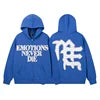 Cotton Zipper Hoodie Retro Street Shining Rhinestone Men's Clothing MIXED EMOTION Graffiti Hoodie