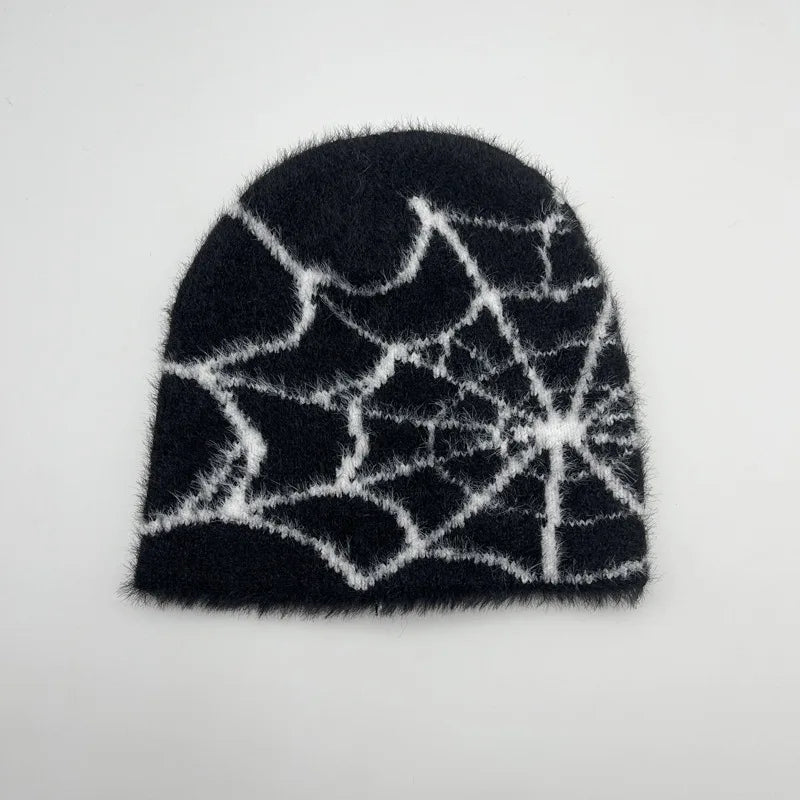 Wholesale Jacquard Custom Embroidery logo Woven Tags Y2K Cuff Fisherman Men Winter Skull Hat Knitted Mohair Beanie