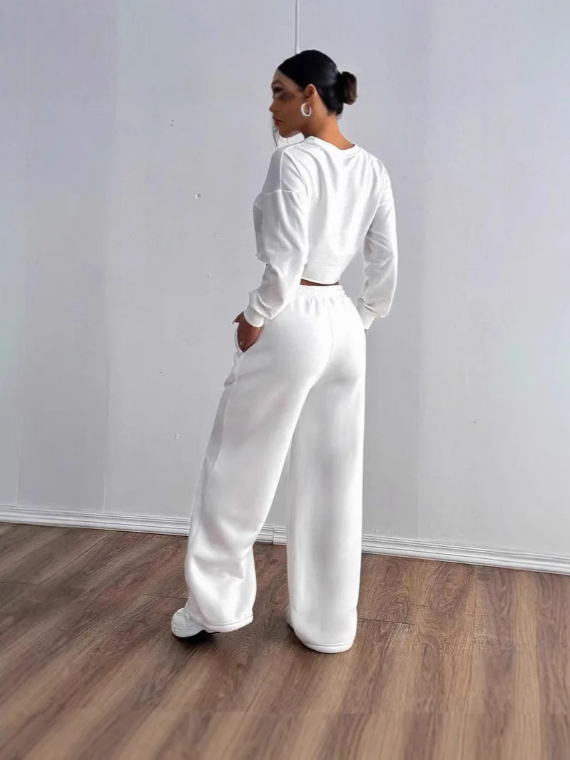 Women's Loose Straight Sports Bow Print Sweatpants Versatile Casual Fashion for Spring Flat