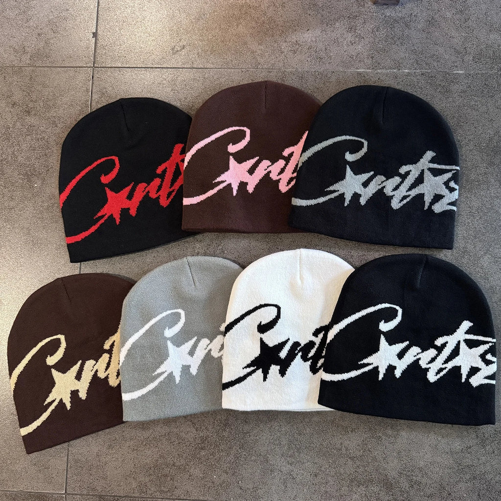 Custom Logo Trendy Jacquard Knitted Beanie Stylish Street Hip-hop Fashion Hat 3d Embroidery Free Size Warmth for Cold Weather