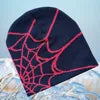 Y2KSpider Web Pattern Knitted Beanie Y2K Style, Multicolor Acrylic Warm Unisex Hip Hop Winter Skull Hat Customizable