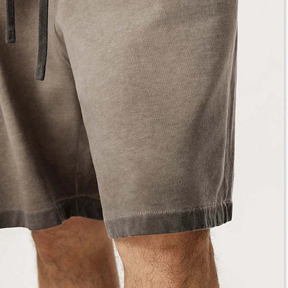 330gsm 100% Cotton Heavyweight Distressed Short Pants Washed Color Gradient Oversized Men's Shorts