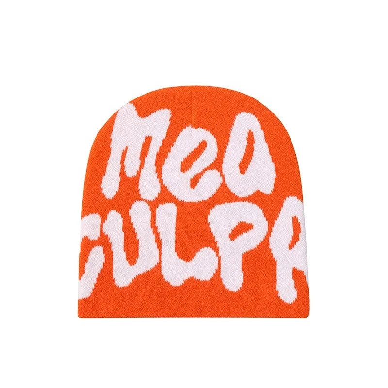 High Quality Custom Logo Y2K Jacquard Beanie Winter Sports Outdoor Stylish Knitted Hat with Cuffless Design