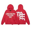 Cotton Zipper Hoodie Retro Street Shining Rhinestone Men's Clothing MIXED EMOTION Graffiti Hoodie