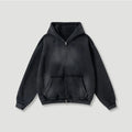 Vintage Washed Zip up Hoodie Heavyweight 400G Oversized Faded Hoodie Y2K Streetwear Full Zip Jacket