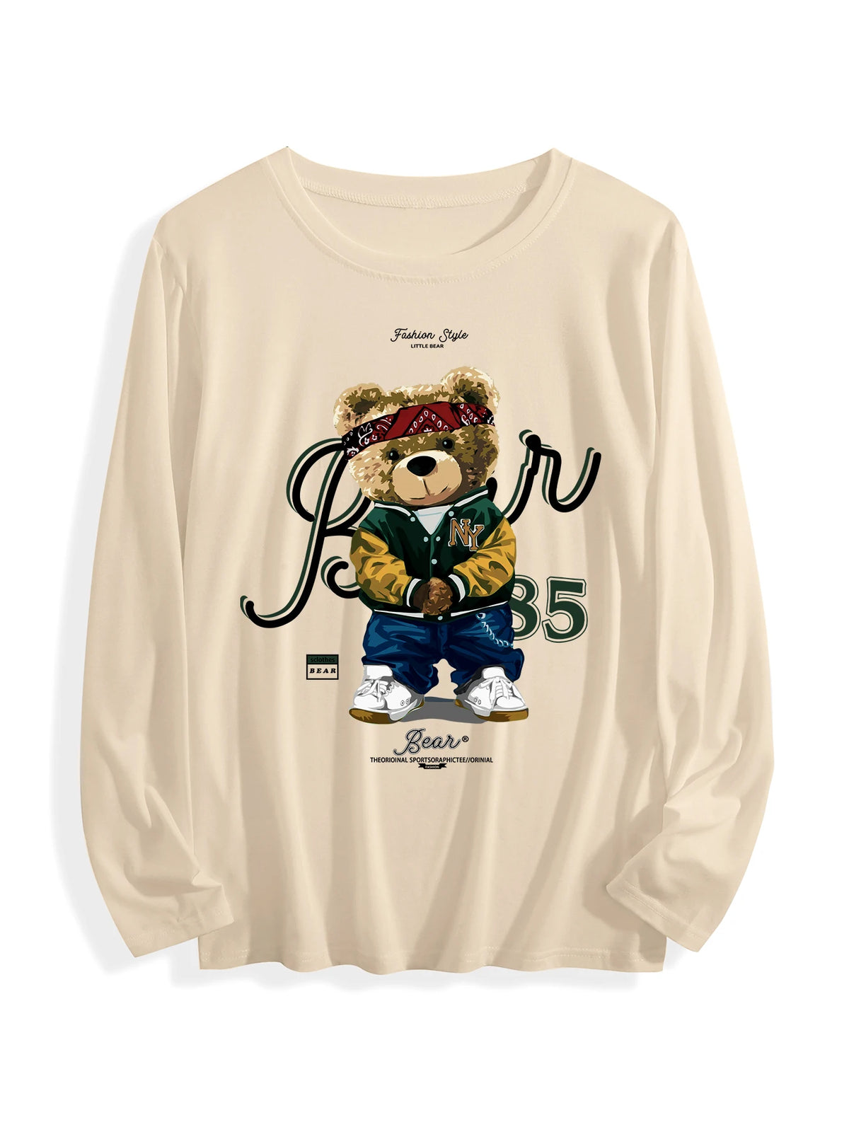 USA Stock Wholesale Cotton T-shirt 180 Grams O-Neck Long Sleeve Casual Knitted Double-Sided Printed Multicolor OEM for Unisex