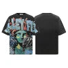Lanli Punk Mechanical Skull T Shirt Gothic Rhinestone Black Red Washed Oversized Rock Hip Hop Streetwear Graphic Tee