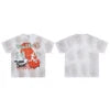 Lanli Punk Mechanical Skull T Shirt Gothic Rhinestone Black Red Washed Oversized Rock Hip Hop Streetwear Graphic Tee