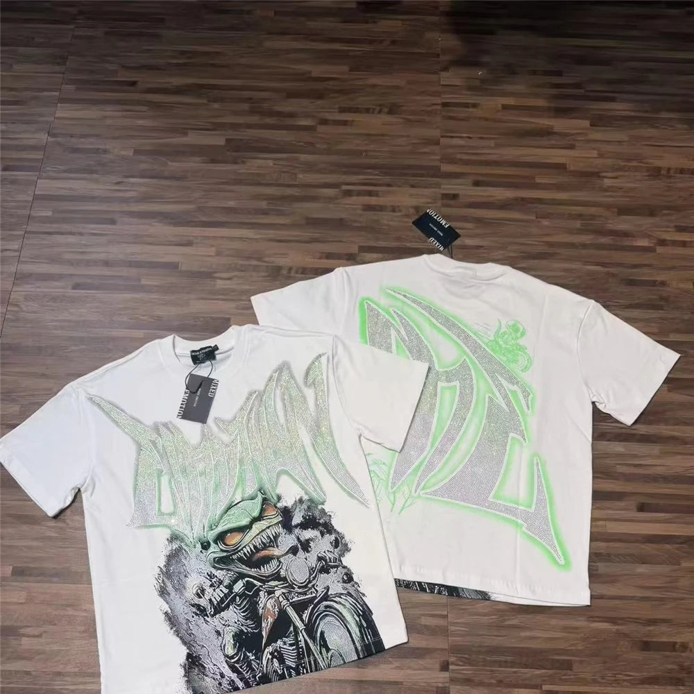 MIXED EMOTION New Fashionable Oversized Knit Printed Water Pattern Short Sleeve Men's Casual Graphic T-Shirt