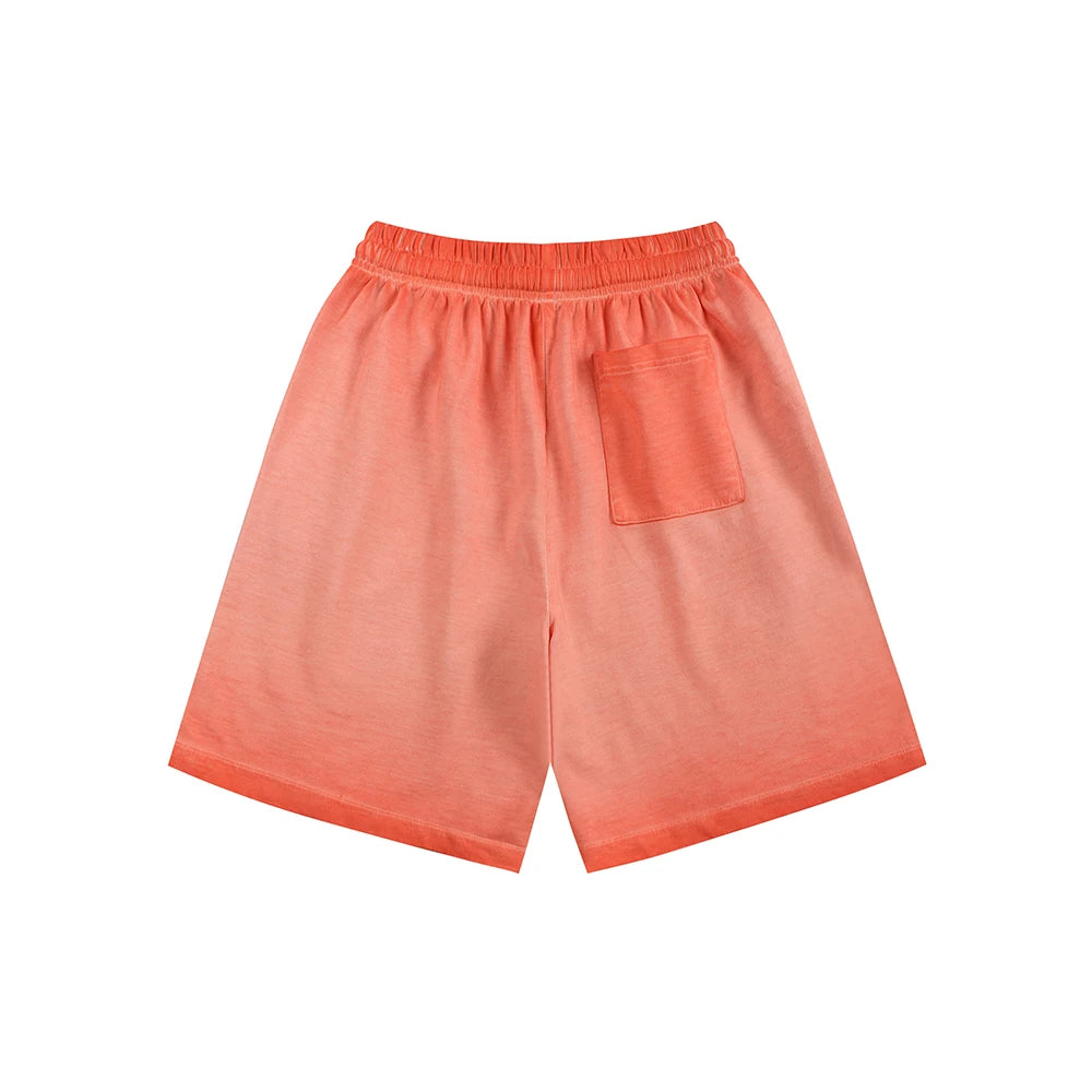 330gsm 100% Cotton Heavyweight Distressed Short Pants Washed Color Gradient Oversized Men's Shorts