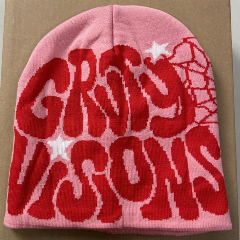 GRVTY Ice Cap Knitted Beanie Jacquard-patterned Polyester Men Women Trendy European American-inspired Hip-hop