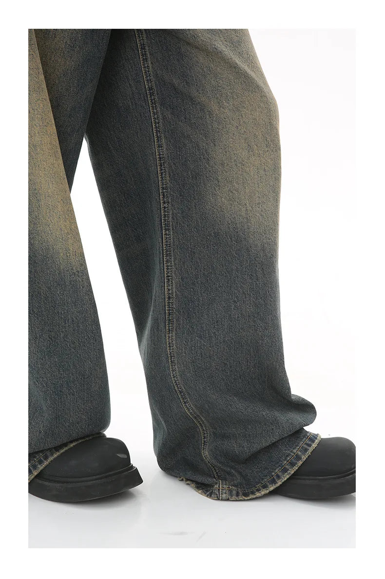 Carpenter Design Legendary Works Men's Vintage Jeans Fashion Loose Wash Stone Ground Cyan Jeans Store Sales the Most