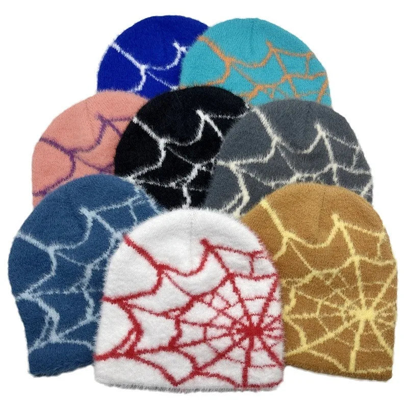 Wholesale Jacquard Custom Embroidery logo Woven Tags Y2K Cuff Fisherman Men Winter Skull Hat Knitted Mohair Beanie