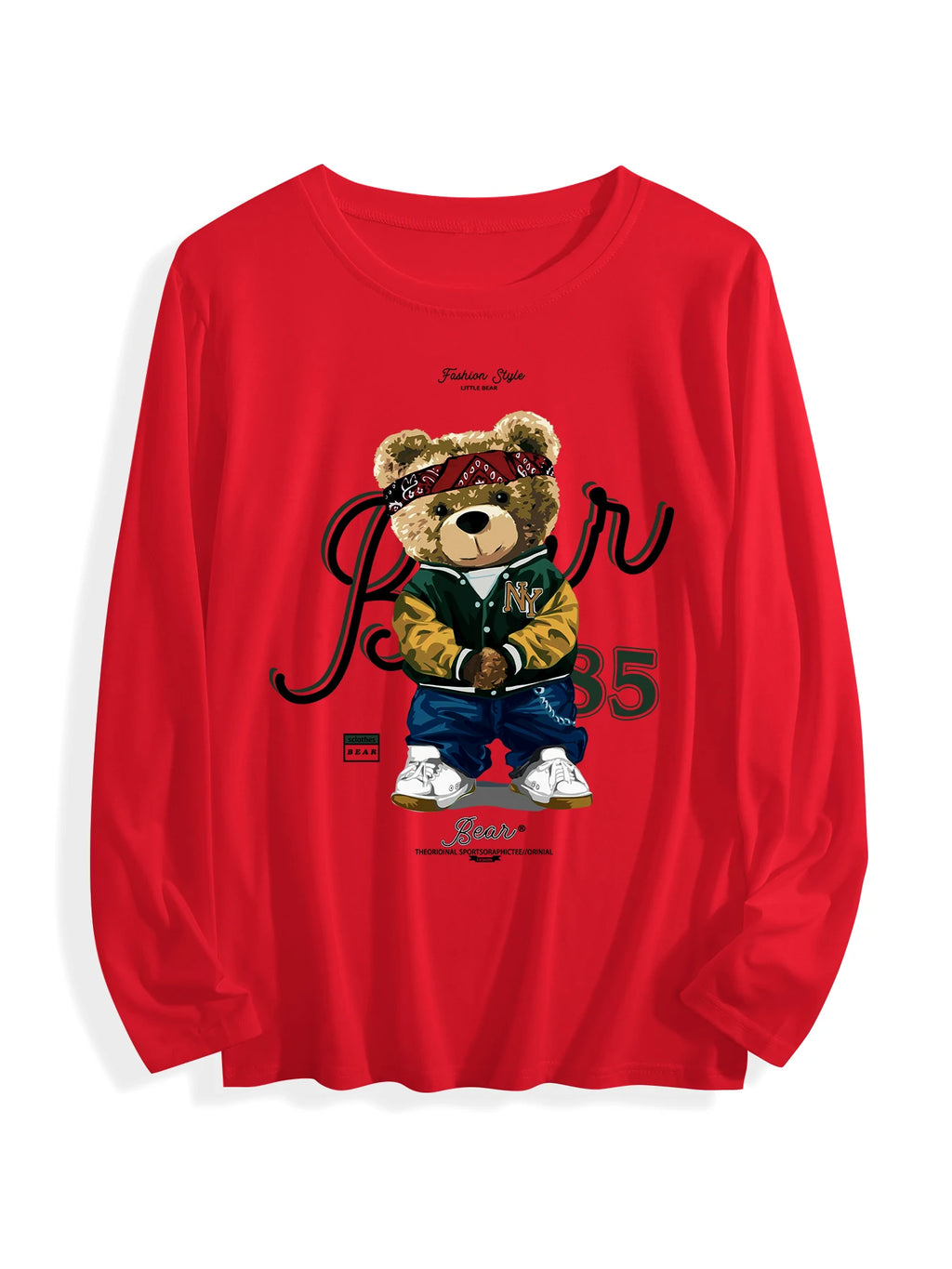 USA Stock Wholesale Cotton T-shirt 180 Grams O-Neck Long Sleeve Casual Knitted Double-Sided Printed Multicolor OEM for Unisex