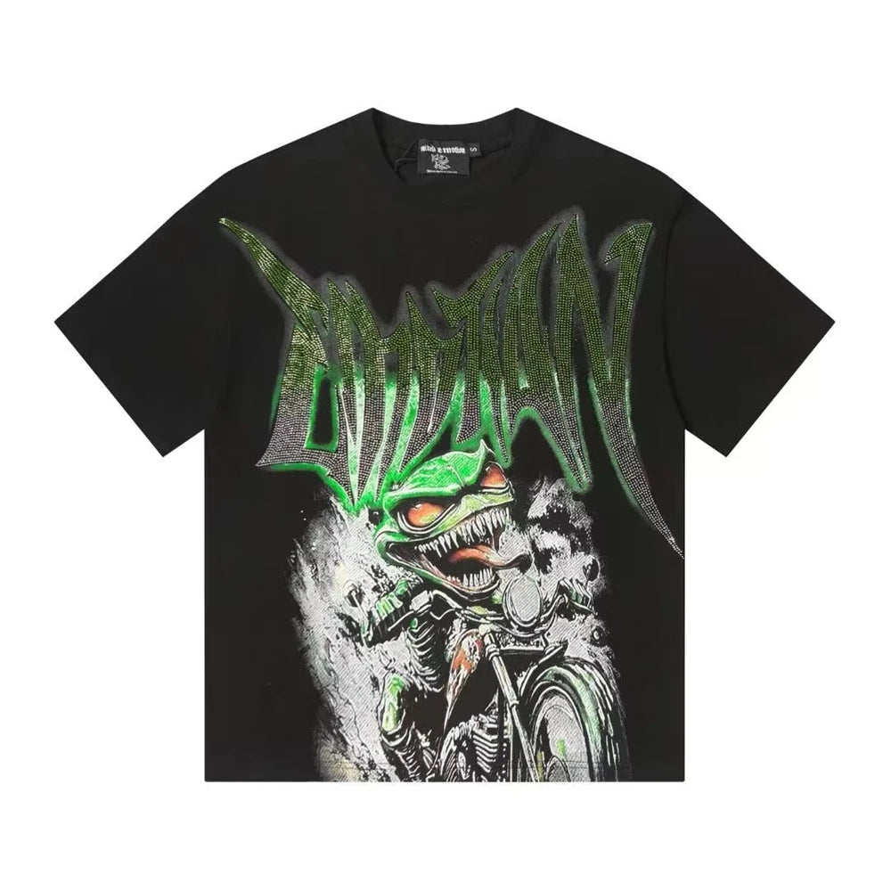 MIXED EMOTION New Fashionable Oversized Knit Printed Water Pattern Short Sleeve Men's Casual Graphic T-Shirt