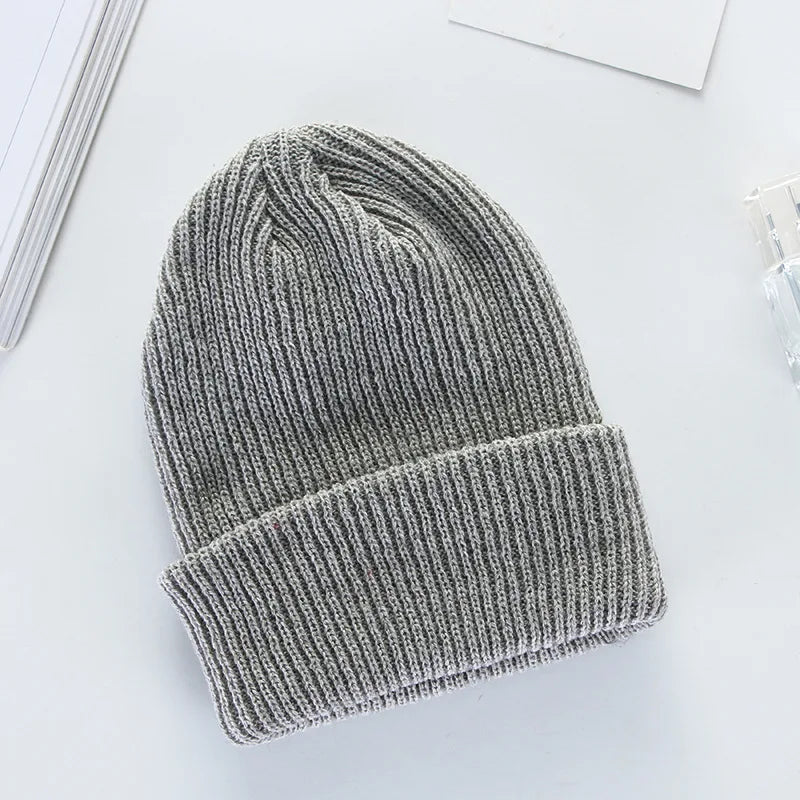 Winter Plain Dyed Beanie Hat Custom Knit Beanies Women Custom Embroidery Logo Beanie Hat