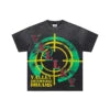 Lanli Punk Mechanical Skull T Shirt Gothic Rhinestone Black Red Washed Oversized Rock Hip Hop Streetwear Graphic Tee