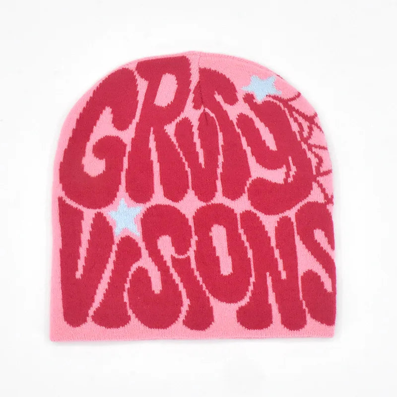 GRVTY Ice Cap Knitted Beanie Jacquard-patterned Polyester Men Women Trendy European American-inspired Hip-hop