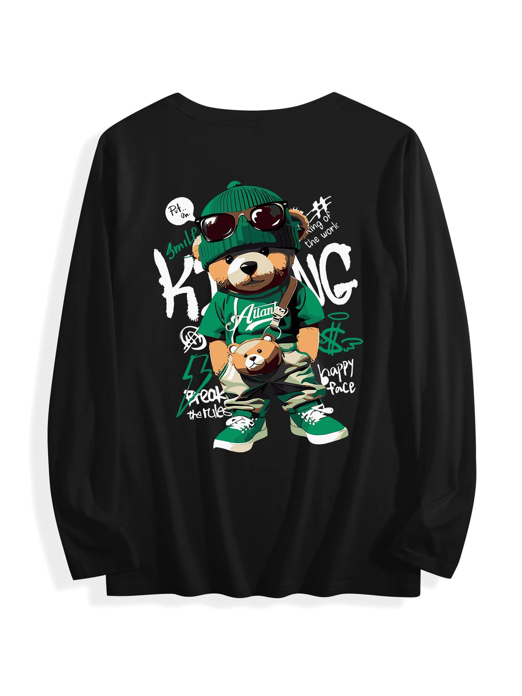 USA Stock Wholesale Cotton T-shirt 180 Grams O-Neck Long Sleeve Casual Knitted Double-Sided Printed Multicolor OEM for Unisex