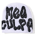 Men Women Letter Jacquard Beanie With Rhinestone Crochet Winter Acrylic Knit Ski Beanie Slouchy Caps Hat