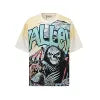 Lanli Punk Mechanical Skull T Shirt Gothic Rhinestone Black Red Washed Oversized Rock Hip Hop Streetwear Graphic Tee