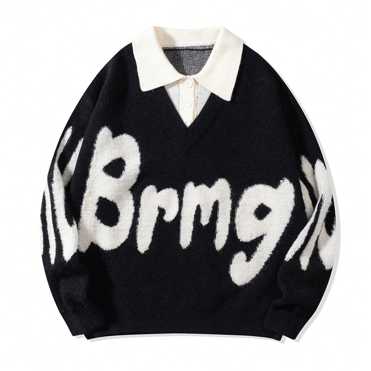 Patchwork Collar College Style Loose Casual Multi-color Stylish and Comfortable Fall/Winter Letter Design Men's Sweater