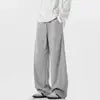 Fashion Causal Breathable Men Sweat Pant Male Autumn Elastic High Waist Drawstring Loose Straight Trouser Wide Leg Pant