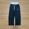 Custom Men's Oversized Black Casual Flared Sweatpants Wide Leg Baggy Pants Double Waist Waterproof Polyester Stacked