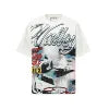 Lanli Punk Mechanical Skull T Shirt Gothic Rhinestone Black Red Washed Oversized Rock Hip Hop Streetwear Graphic Tee